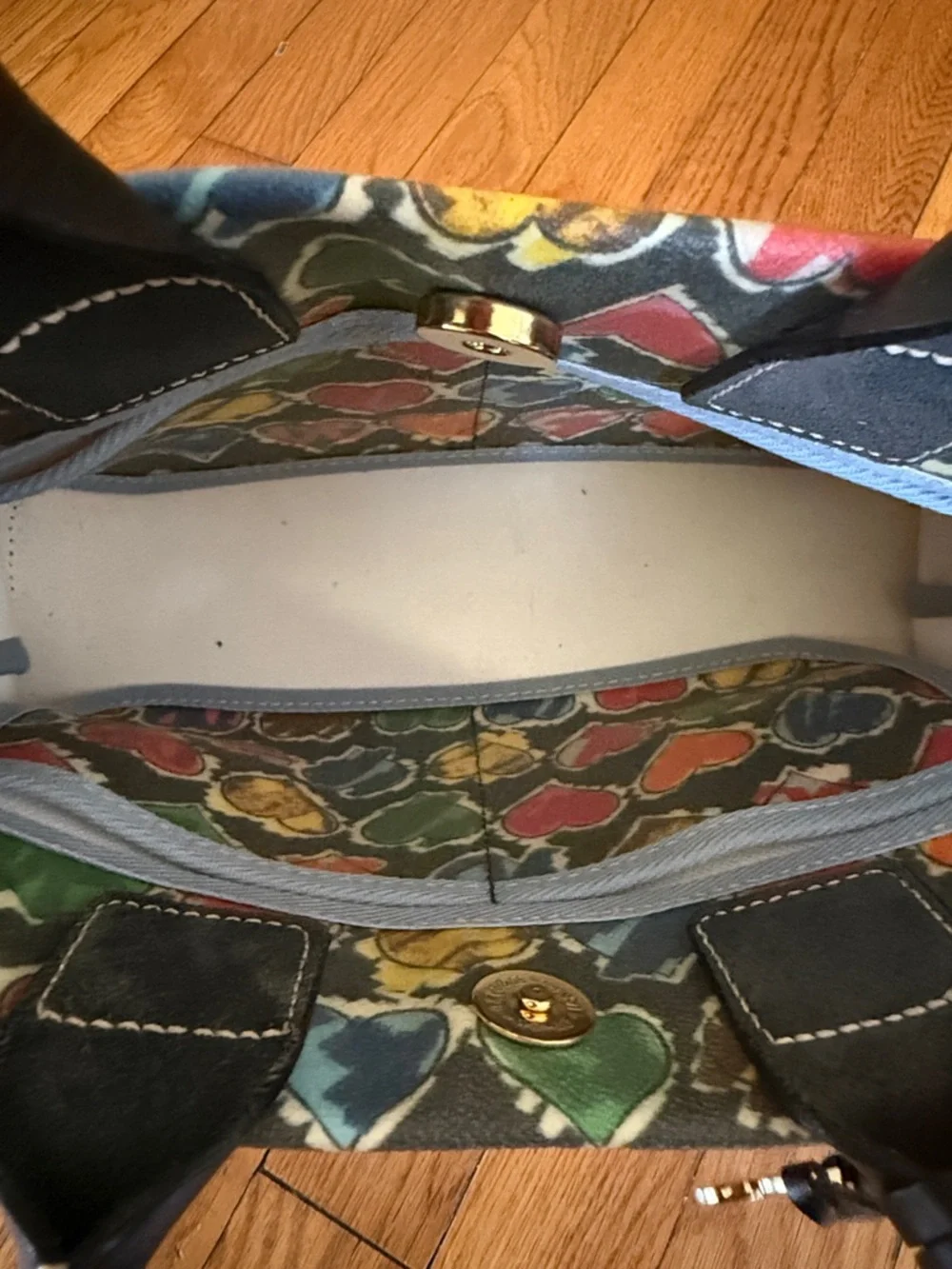 DOONEY AND BURKE colorful Hearts Print Tote Handbag Multicolor NO STRAP